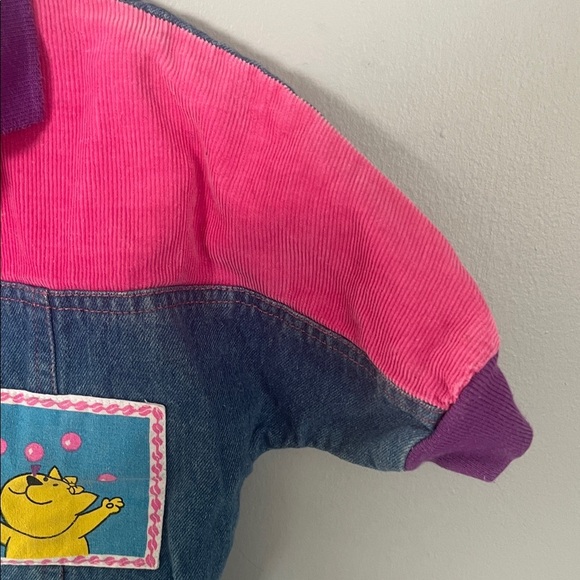 Catton Candy Pink and Blue Kids One Piece Jean With Cats Size 12 Months - Picture 8 of 13